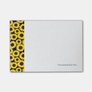 Background with sunflowers post-it notes