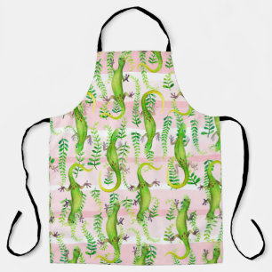 background with watercolor illustration of green g apron