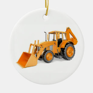 Backhoe Ceramic Ornament