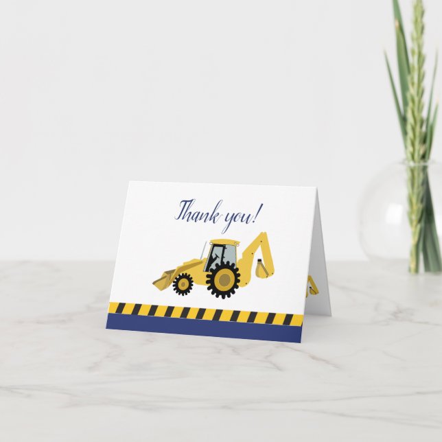 Backhoe Construction Cartes de remerciements (Devant)