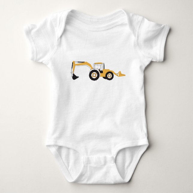 Backhoe Construction Truck Baby Bodysuit (Front)