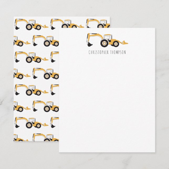 Backhoe Construction Truck Kids Children's Card (Front/Back)
