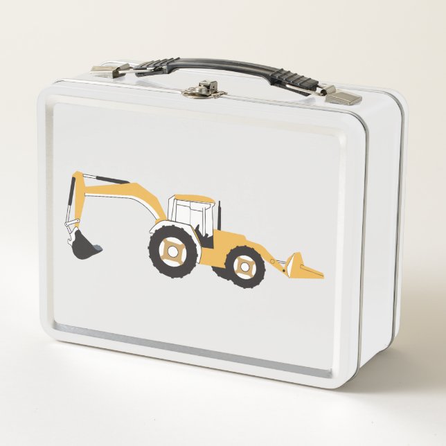 Backhoe Construction Truck  Metal Lunch Box (Front)