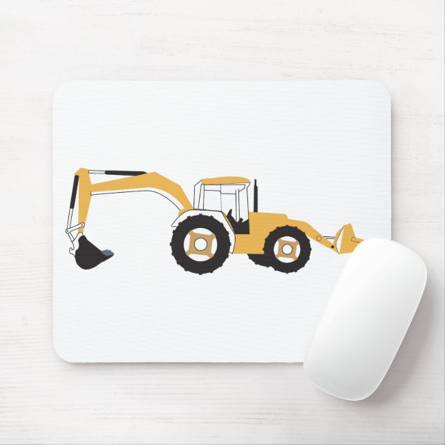 Backhoe Construction Truck Mouse Pad (With Mouse)