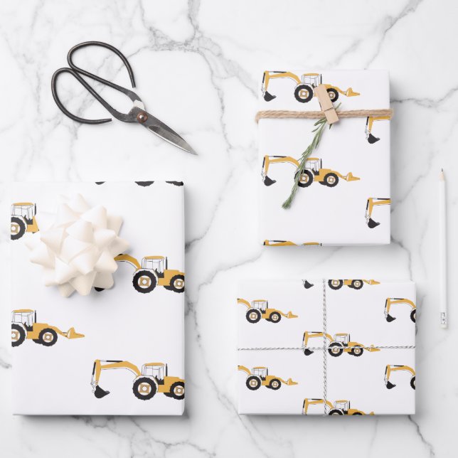 Backhoe Construction Truck Wrapping Paper Sheet (Front)