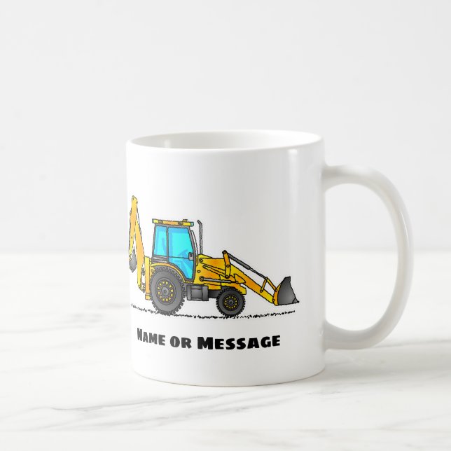 Backhoe Mug, Excavator Mug, Construction Theme Mug (Right)
