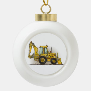 Backhoe Operator Ceramic Ball Christmas Ornament