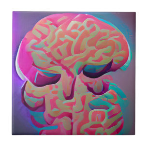 Backlight brain abstract geometric art tile