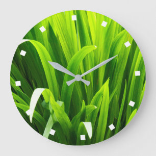 Backlit Leaves in Garden Large Clock