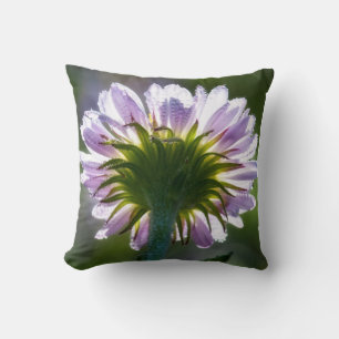 Backlit Purple Wildflower With Dewdrops Throw Pillow
