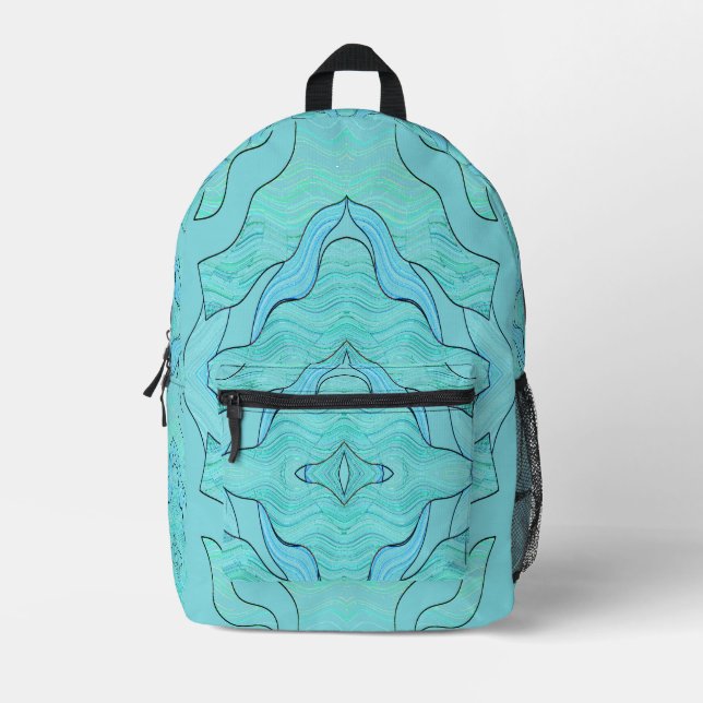 Backpack, An elegant teal colour texture design  Printed Backpack (Front)