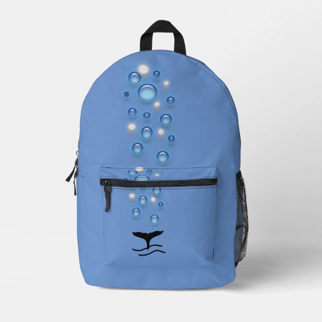 Backpack (ao) - Whale Flukes and Bubbles (Front)