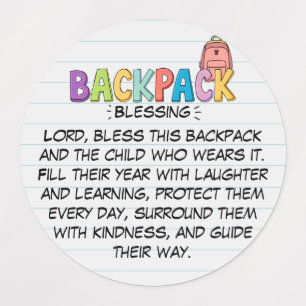 Backpack Blessing Round Waterproof Labels