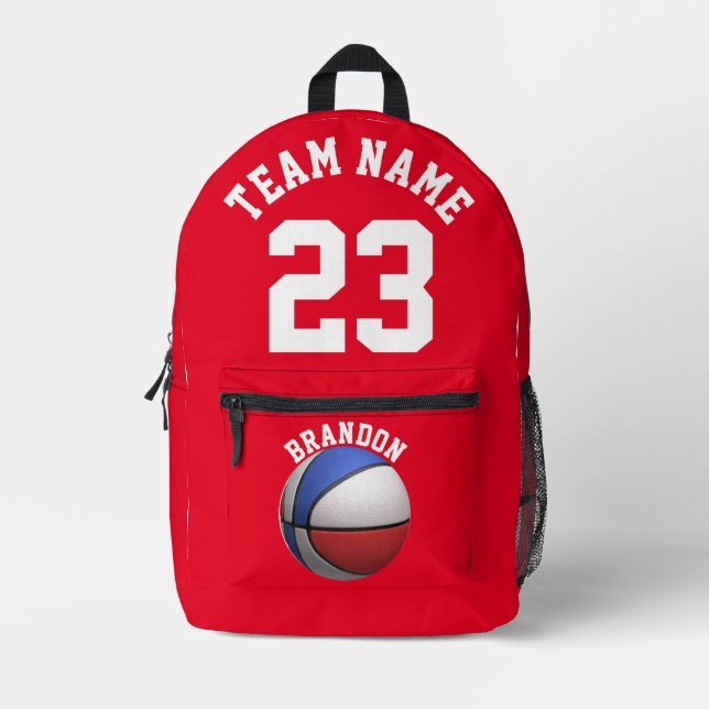 Backpack kids boys basketball sport school red bag (Front)