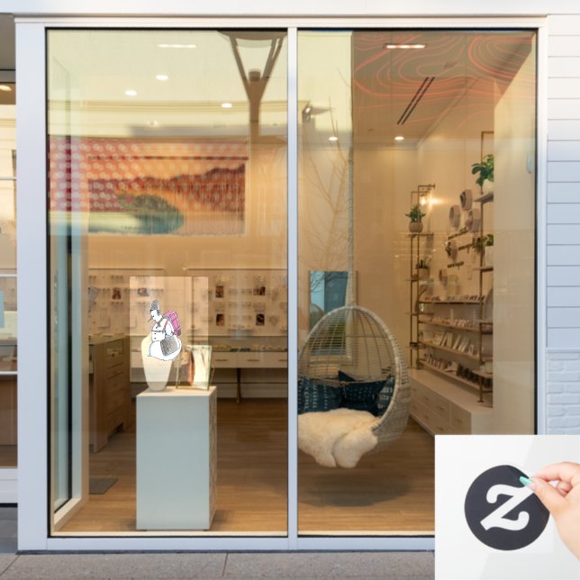 Backpack Snowman auto opaque window cling (Store Window)