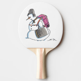 Backpack Snowman ping pong paddle