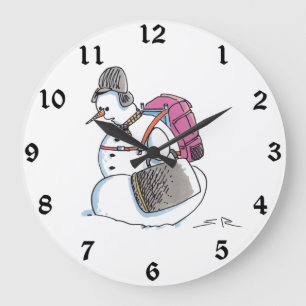 Backpack Snowman wall clock