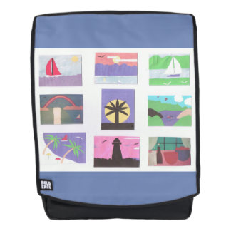 Backpack with Colourful Nature Designs