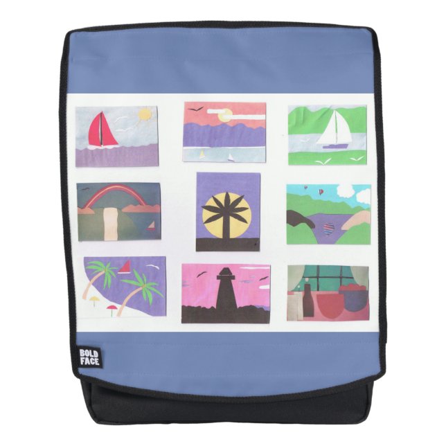 Backpack with Colourful Nature Designs (Front)