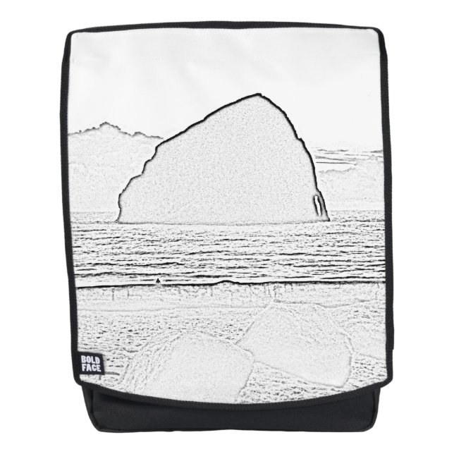Backpack with Pacific City Haystack Rock design (Front)