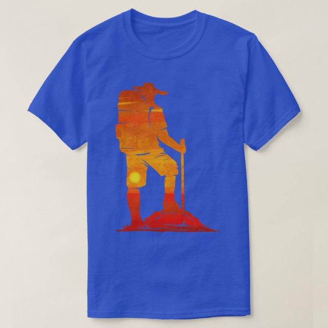 Backpacker In The Sunset While Hiking T-Shirt (Design Front)