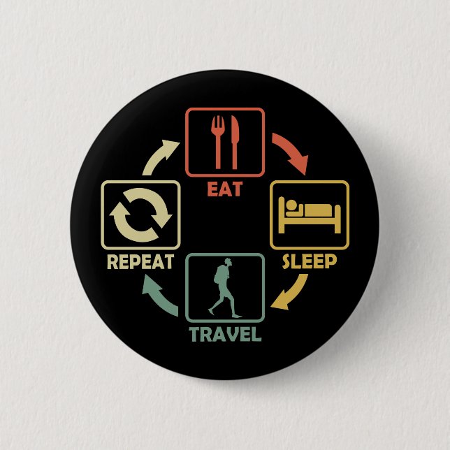 Backpacking Trip Backpacker Eat Sleep Funny 2 Inch Round Button (Front)