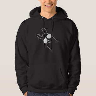Backprint Alpaca looks  from the side with sunglas Hoodie