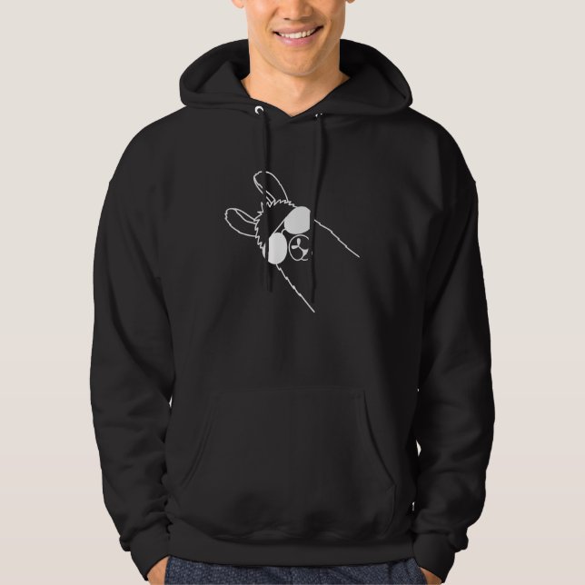 Backprint Alpaca looks  from the side with sunglas Hoodie (Front)