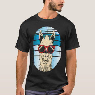 Backprint alpaca or llama in retro look with sungl T-Shirt