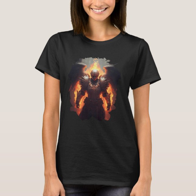 Backprint Angel of Fire with Flames of Hell T-Shirt (Front)