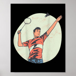 Backprint Badminton And Shuttle  Poster