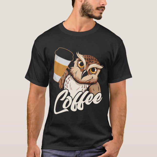 Backprint Coffee Owl T-Shirt (Front)
