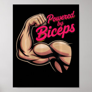 Backprint Funny Gym Humour Biceps Gains Powered By Poster