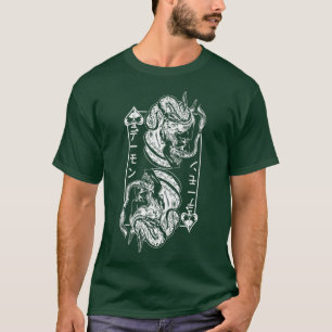 Backprint Japanese Oni Mask Demon Mask Samurai Oni T-Shirt