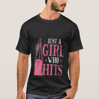 Backprint Just A Girl Who Hits Things Woman Boxing T-Shirt