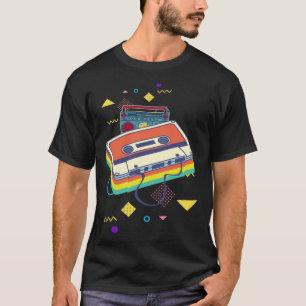 Backprint retro cassette and stereo system 80s and T-Shirt