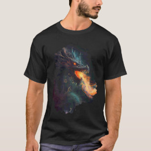 Backprint The dark fire breathing dragon T-Shirt