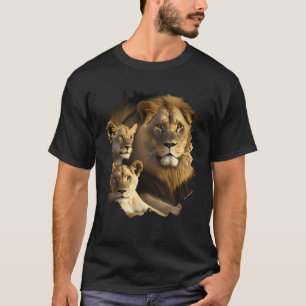 Backprint The majestic lion family in the wilderne T-Shirt