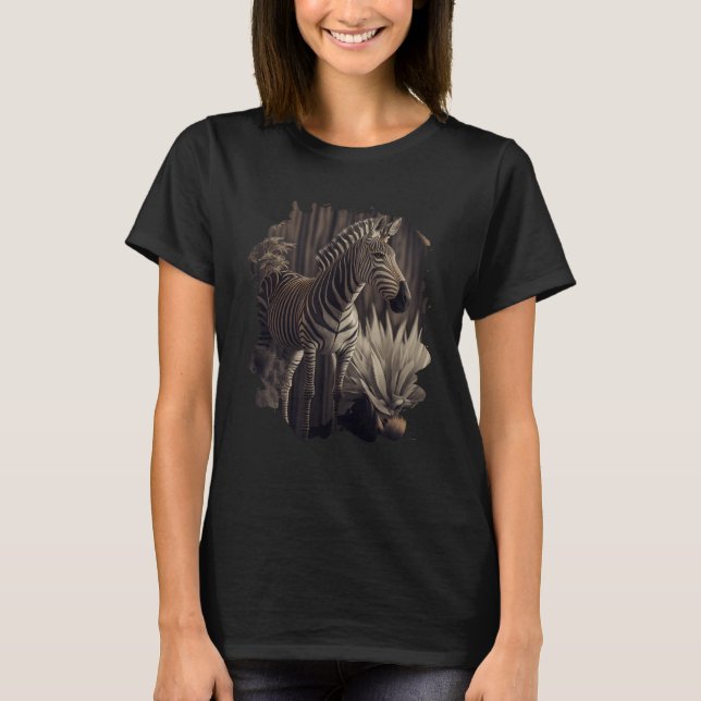 Backprint The photorealistic zebra in its wild T-Shirt (Front)