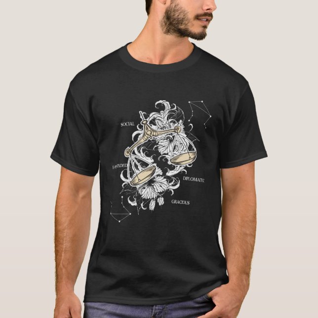 Backprint Zodiac Sign Libra T-Shirt (Front)