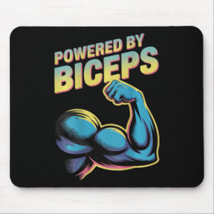 Backprinted Funny Gym Humour Biceps Gains Powered Mouse Pad