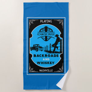 Backroad American Country Music Beach Towel