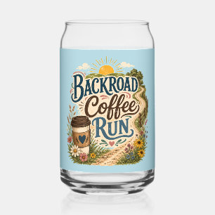 Backroad Coffee Run Country Folk Sunrise Can Glass
