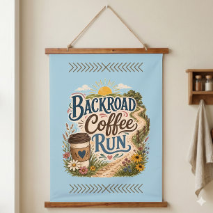 Backroad Coffee Run Country Folk Sunrise Hanging Tapestry