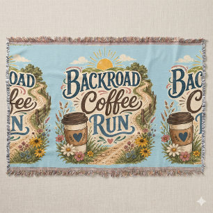 Backroad Coffee Run Country Folk Sunrise Throw Blanket