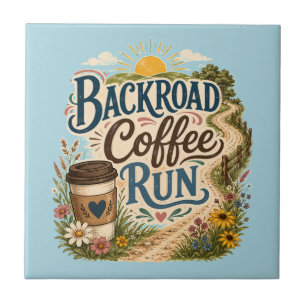 Backroad Coffee Run Country Folk Sunrise Tile