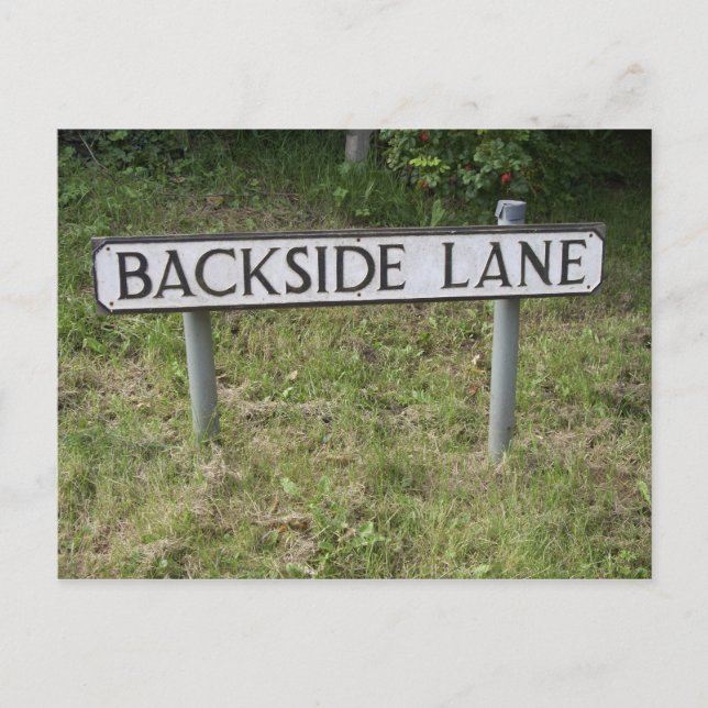 Backside Lane, Funny & Rude Place Sign Postcard. Postcard (Front)