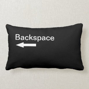 Backspace Computer Key (Black) Lumbar Pillow
