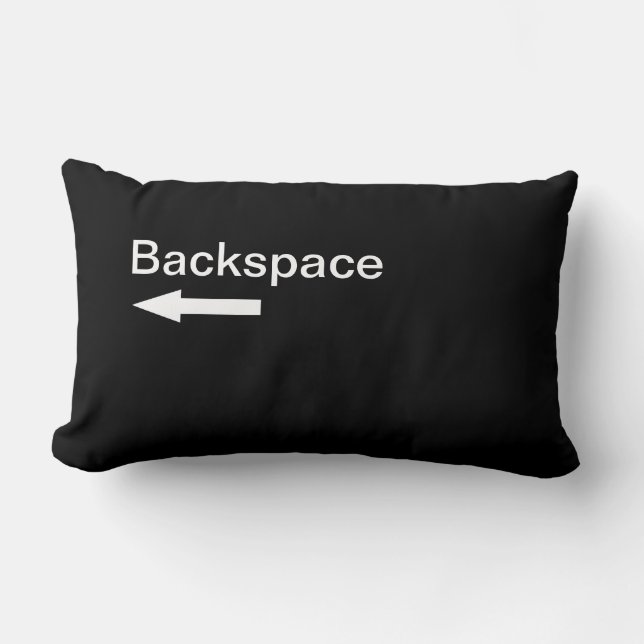 Backspace Computer Key (Black) Lumbar Pillow (Front)