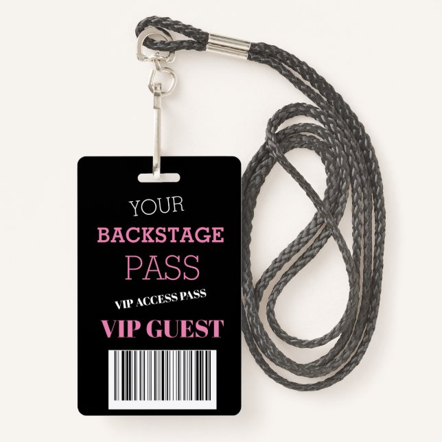 Backstage Festival Black Pink Access Pass VIP   Badge (Front with Lanyard)